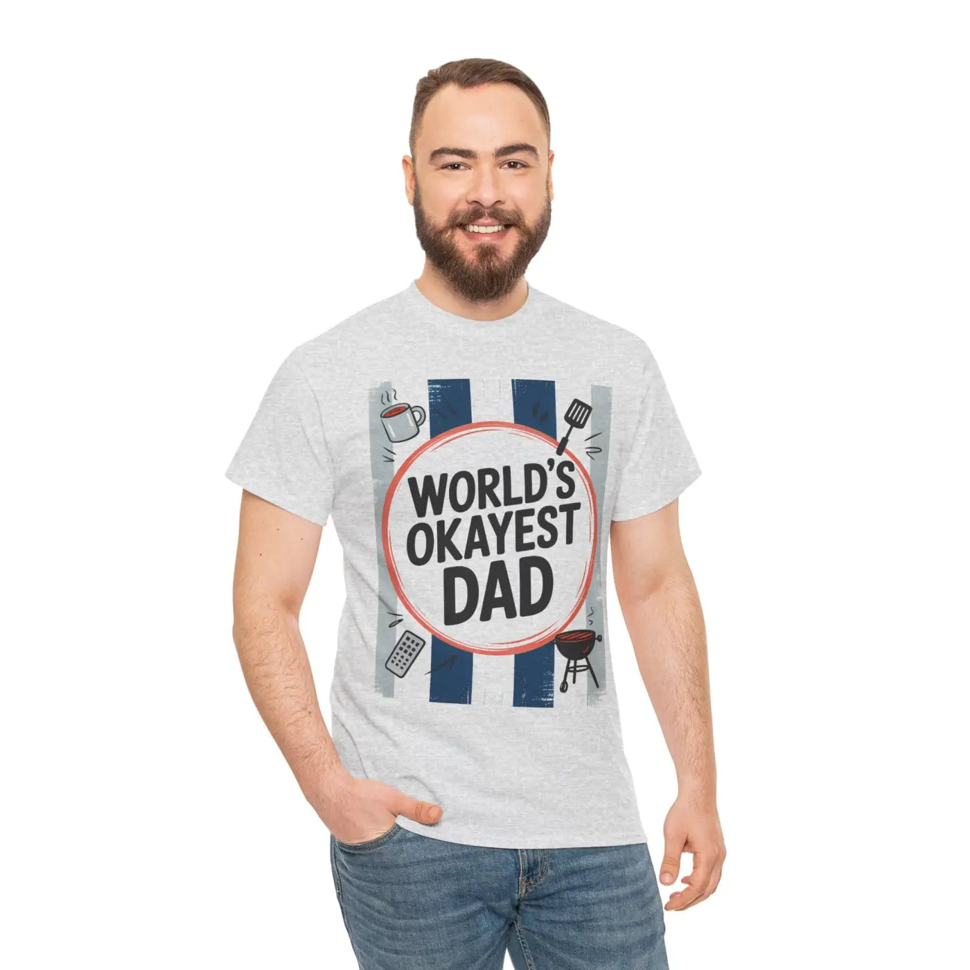 Okayest Dad Humorous Dad Shirt Cotton Tee - Dipaliz