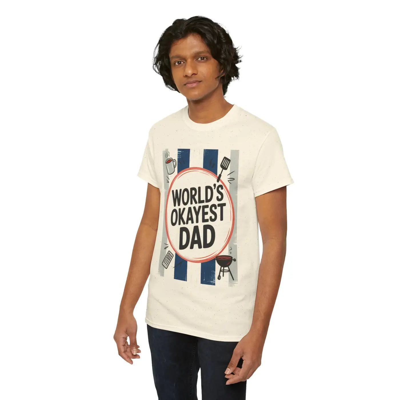 Okayest Dad Humorous Dad Shirt Cotton Tee - Dipaliz